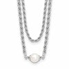 Sterling Silver RH-plt Polish 2-strand FWC Pearl w/2in ext Necklac