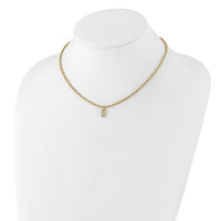 Load image into Gallery viewer, Sterling Silver Gold-plt Polished CZ Pendant w/1.5in ext. Necklace

