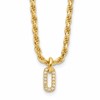 Sterling Silver Gold-plt Polished CZ Pendant w/1.5in ext. Necklace