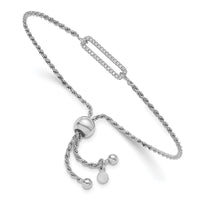 Load image into Gallery viewer, Sterling Silver RH-plated Polished CZ Adjustable Bracelet
