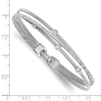 Load image into Gallery viewer, Sterling Silver Rhodium-plated CZ Polished and Textured Bracelet
