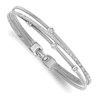 Load image into Gallery viewer, Sterling Silver Rhodium-plated CZ Polished and Textured Bracelet
