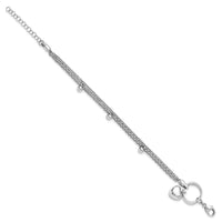 Load image into Gallery viewer, Sterling Silver Rh-plated Heart 3-strand w/ 1in ext. Bracelet
