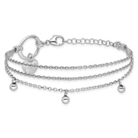 Load image into Gallery viewer, Sterling Silver Rh-plated Heart 3-strand w/ 1in ext. Bracelet

