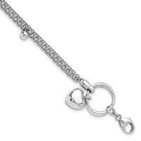 Load image into Gallery viewer, Sterling Silver Rh-plated Heart 3-strand w/ 1in ext. Bracelet
