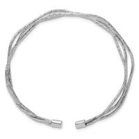 Load image into Gallery viewer, Sterling Silver Rh-plated Polished and Textured Wavy Cuff Bracelet
