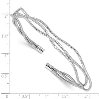 Load image into Gallery viewer, Sterling Silver Rh-plated Polished and Textured Wavy Cuff Bracelet
