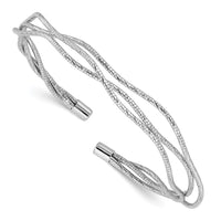 Load image into Gallery viewer, Sterling Silver Rh-plated Polished and Textured Wavy Cuff Bracelet
