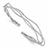 Sterling Silver Rh-plated Polished and Textured Wavy Cuff Bracelet