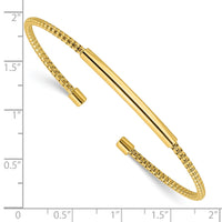 Load image into Gallery viewer, Sterling Silver Gold-plated Polished and Textured Cuff Bracelet
