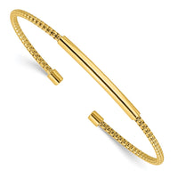 Load image into Gallery viewer, Sterling Silver Gold-plated Polished and Textured Cuff Bracelet
