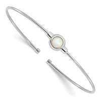 Load image into Gallery viewer, Sterling Silver RH-plated Polished Opal Cuff Bracelet
