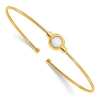 Load image into Gallery viewer, Sterling Silver Gold-plated Polished Opal Cuff Bracelet
