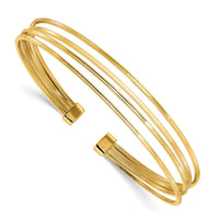 Load image into Gallery viewer, Sterling Silver Gold-plated Polished and Textured Cuff Bracelet
