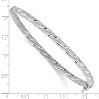 Load image into Gallery viewer, Sterling Silver Rh-plt Polished / Textured Twisted Hinged Bangle

