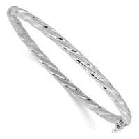 Load image into Gallery viewer, Sterling Silver Rh-plt Polished / Textured Twisted Hinged Bangle

