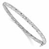 Sterling Silver Rh-plt Polished / Textured Twisted Hinged Bangle
