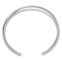 Load image into Gallery viewer, Sterling Silver Rhodium-plt Satin Polished Criss Cross Cuff Bangle
