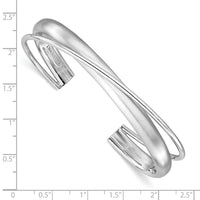 Load image into Gallery viewer, Sterling Silver Rhodium-plt Satin Polished Criss Cross Cuff Bangle
