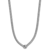 Load image into Gallery viewer, Sterling Silver Rhod-plat Texture Wrapped Knot w/2in ext. Necklace
