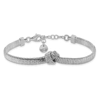 Load image into Gallery viewer, Sterling Silver Rh-plate Texture Wrapped Knot w/1in ext. Bracelet
