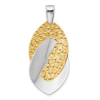 Load image into Gallery viewer, SS Rhodium and Gold-tone Polished and Textured Pendant
