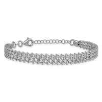 Load image into Gallery viewer, Sterling Silver Rh-plated Polished 3-Strand w/1in ext. Bracelet
