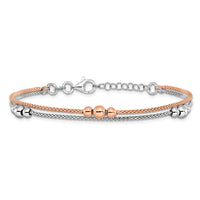 Load image into Gallery viewer, Sterling Silver Rhodium and Rose-tone w/1in ext. Bracelet
