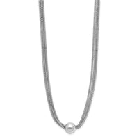 Load image into Gallery viewer, Sterling Silver RH-plt Polished 3-Strand Bead w/2in ext. Necklace
