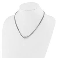 Load image into Gallery viewer, Sterling Silver RH-plt Polished 3-Strand Bead w/2in ext. Necklace
