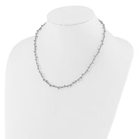 Load image into Gallery viewer, Sterling Silver Rhod-plated Polished Beaded w/3in ext. Necklace
