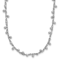 Load image into Gallery viewer, Sterling Silver Rhod-plated Polished Beaded w/3in ext. Necklace
