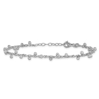 Load image into Gallery viewer, Sterling Silver Rhod-plated Polished Beaded w/1in ext. Bracelet
