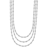 Load image into Gallery viewer, Sterling Silver Rh-plated 3 Strand Beaded 16in w/2in ext. Necklace
