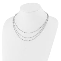 Load image into Gallery viewer, Sterling Silver Rh-plated 3 Strand Beaded 16in w/2in ext. Necklace
