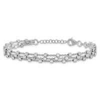 Load image into Gallery viewer, Sterling Silver Rh-plt 3 Strand Beaded 7.5in w/1in ext. Bracelet

