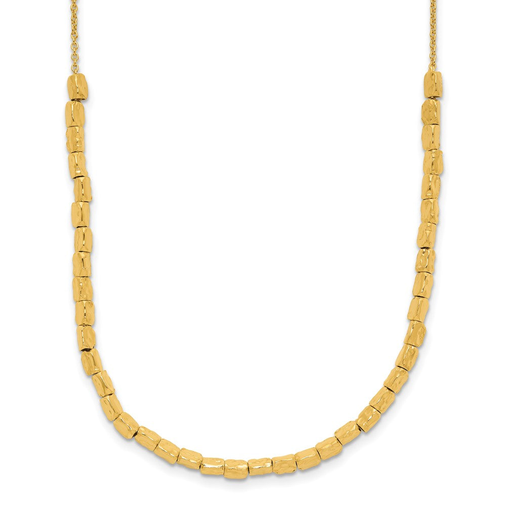 Sterling Silver Gold-plated Polished/Hammered w/2in ext. Necklace