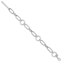 Load image into Gallery viewer, Sterling Silver RH-plated Polished Fancy Link w/ 1in ext. Bracelet
