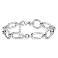 Load image into Gallery viewer, Sterling Silver RH-plated Polished Fancy Link w/ 1in ext. Bracelet
