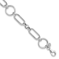 Load image into Gallery viewer, Sterling Silver RH-plated Polished Fancy Link w/ 1in ext. Bracelet

