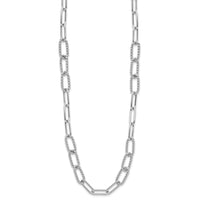 Load image into Gallery viewer, Sterling Silver RH-plated Polished/Textured Fancy Link Necklace
