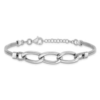 Load image into Gallery viewer, Sterling Silver Rh-plat Polished Multi-Strand w/1in ext. Bracelet
