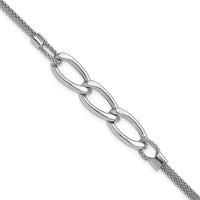 Load image into Gallery viewer, Sterling Silver Rh-plat Polished Multi-Strand w/1in ext. Bracelet
