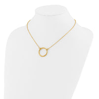 Load image into Gallery viewer, Sterling Silver Gold-tone Polished Circle w/ 2in ext. Necklace
