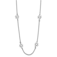 Load image into Gallery viewer, Sterling Silver Rhodium-plated Polished Suns w/1in ext. Necklace
