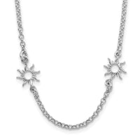 Load image into Gallery viewer, Sterling Silver Rhodium-plated Polished Suns w/1in ext. Necklace
