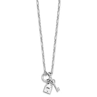Load image into Gallery viewer, Sterling Silver Rhodium-plated Polished Lock and Key Necklace
