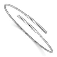 Load image into Gallery viewer, Sterling Silver Rhodium-plated Polished Bypass Cuff Bangle
