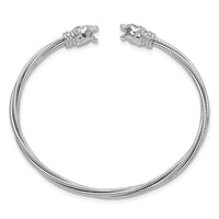 Load image into Gallery viewer, Sterling Silver Rhodium-plated Polished Leopard Head Cuff Bangle

