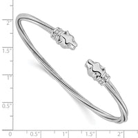 Load image into Gallery viewer, Sterling Silver Rhodium-plated Polished Leopard Head Cuff Bangle

